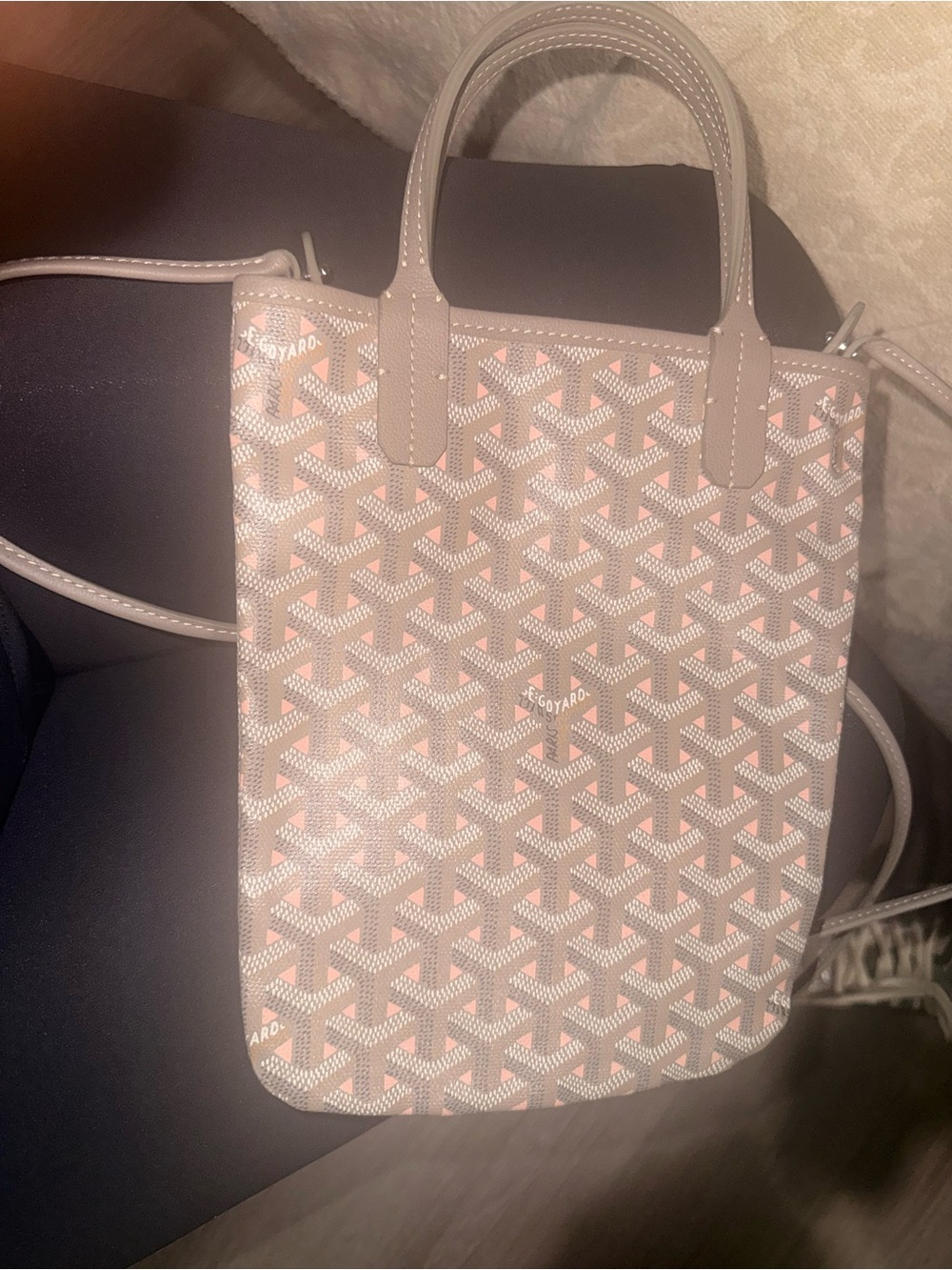 Goyard Pink and Cream Mini Tote Crossbody